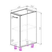 Нижняя база 720х480х300 с одной полкой