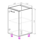 Нижняя база 720х480х450 с одной полкой
