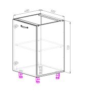 Нижняя база 720х480х500 с одной полкой